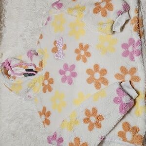 Barbie Pullover Sherpa  Floral Top Super Soft Logo Holiday Gifts Women Teens